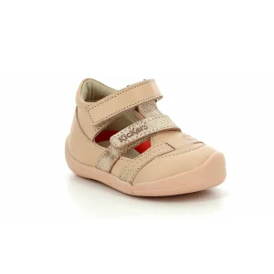 Kickers Salomés Cuir Wafel – Chaussures Premiers Pas – Rose Clair 9