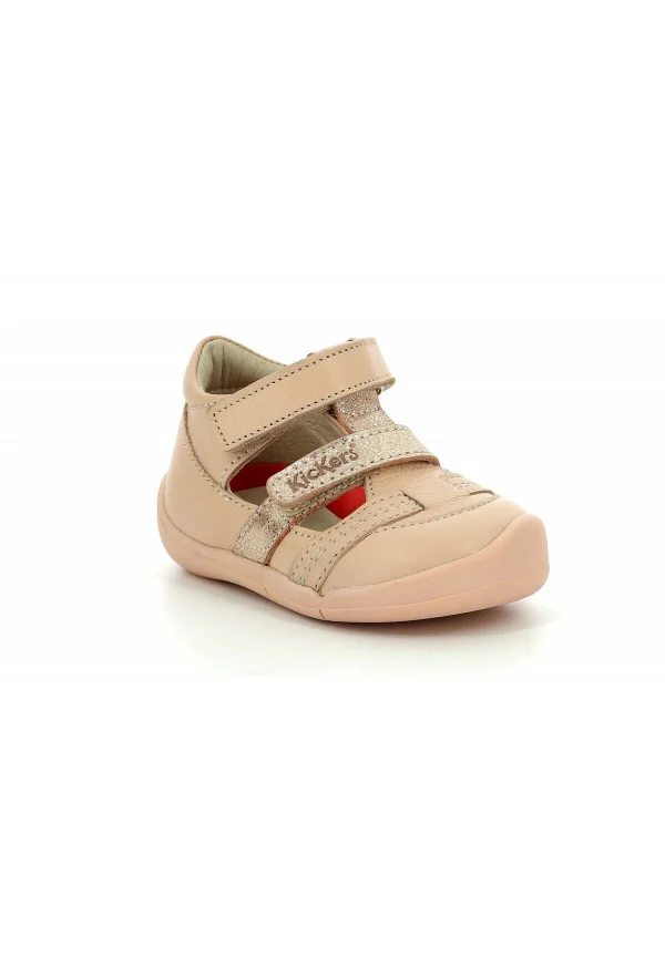 Kickers Salomés Cuir Wafel – Chaussures Premiers Pas – Rose Clair 3