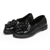 Chaussures Vintage Femme Mocassins Noir Fleurs 5