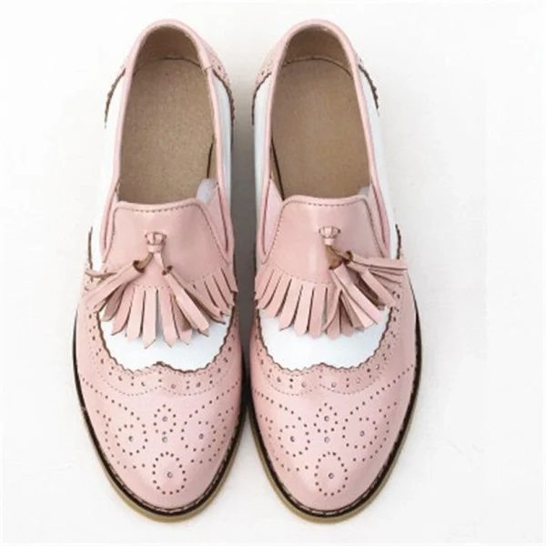 Chaussures Vintage Femme Rose à Frange 1